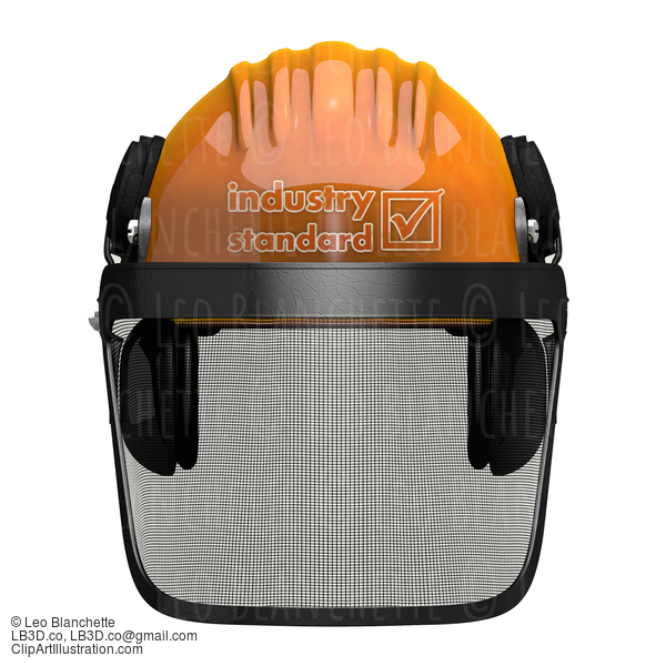 Landscaping Hard Hat With Visor Combo Orthographic Front View #23245