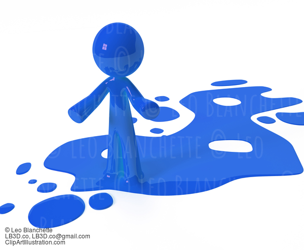 Blue Paint Person Character Emerging From Puddle #23249