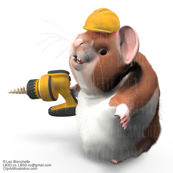 Hamster With Drill Ready To Work #23254