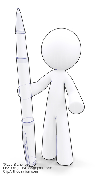 Technical Drawing Render Man Holding Large Pen #23259