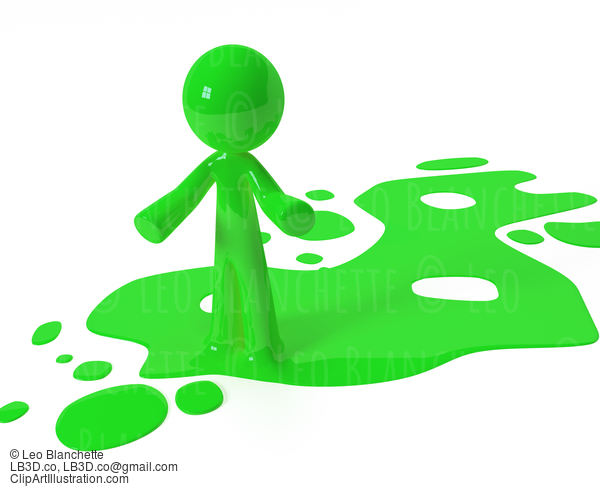 Green Paint Person Character Emerging From Puddle #23261