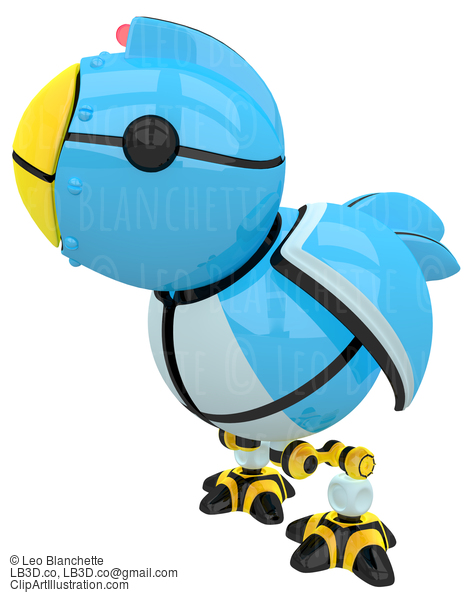 Little Blue Social Network Marketing Bird Robot Character Side View #23264