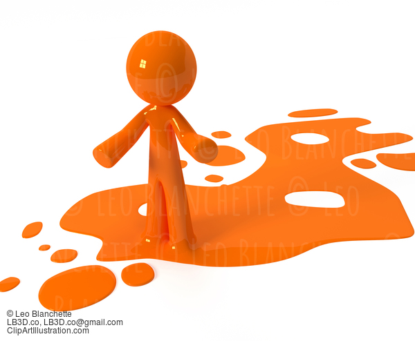 Orange Paint Person Character Emerging From Puddle #23267