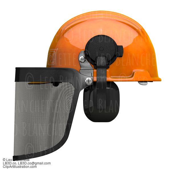 Landscaping Hard Hat With Visor Combo Side Orthographic View #23270