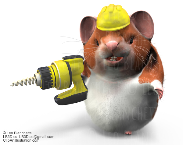 Hamster With Drill Ready To Work #23277