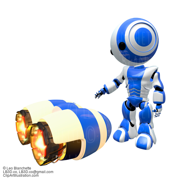 Blue Robot Inspecting Rocket Engines #23391