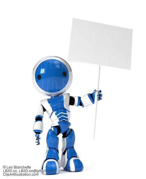 Cute Robot Holding Blank Sign #23392