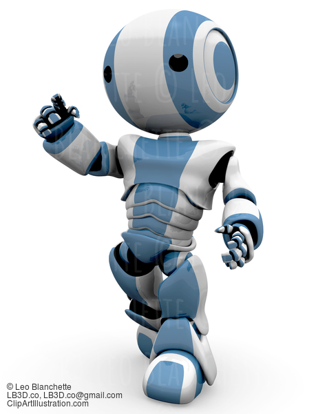 Blue White Robot Walking #23399