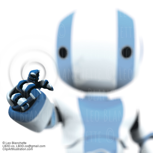 Blue White Robot Pointing Transparent Plane #23401