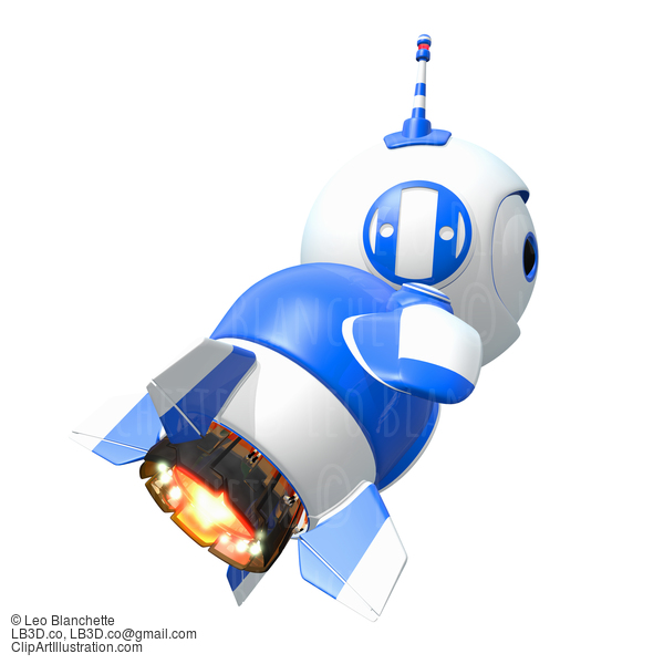 Little Blue Rocket Bot Blasting Off #23403