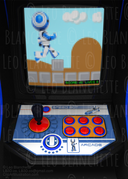 Retro Arcade Game Blue Robot #23411