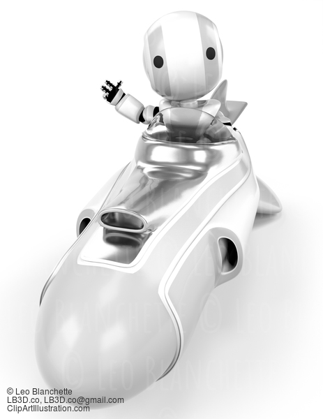 Robot In Hover Rocket Waving #23425