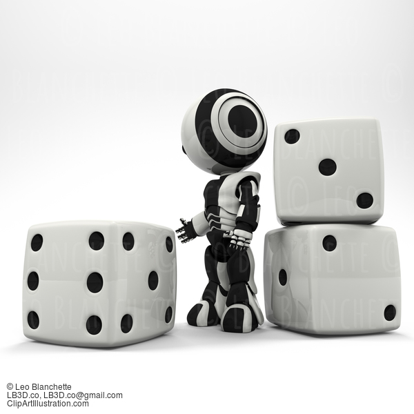 Robot Presenting Oversized Dice #23431