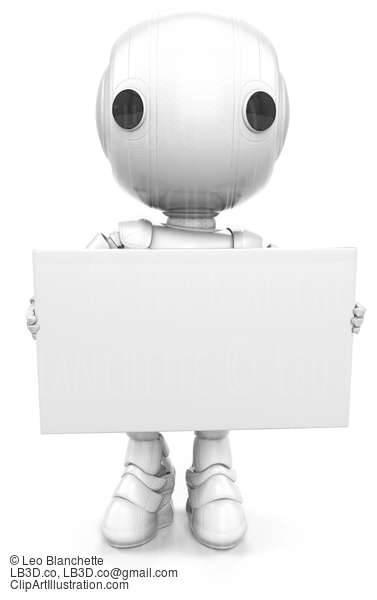 Robot Holding Sign Or Business Card #23435