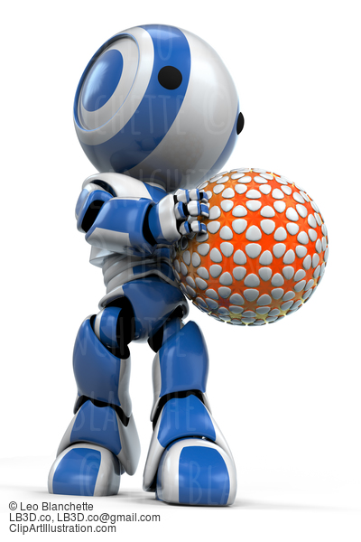 Blue Robot Holding Futuristic Ball #23440