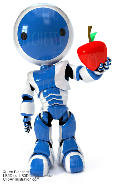 Blue Circle Robot Holding Apple #23446