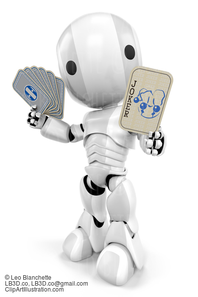 Robot Holding Joker Card #23450