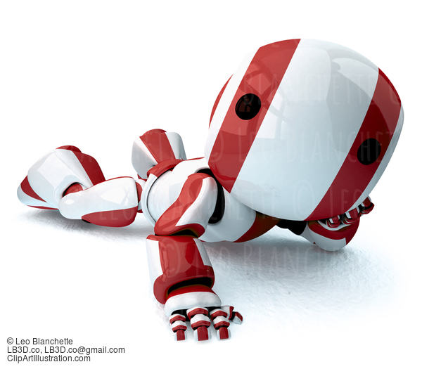 Glossy Red Robot Recined #23452