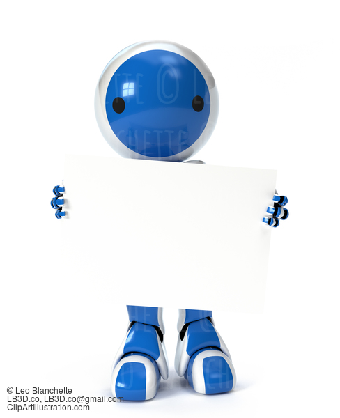 Cute Robot Holding Blank Sign Over Body #23455