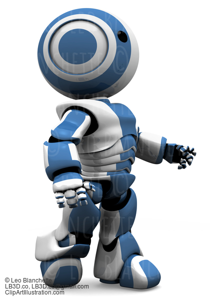 Blue And White Robot Walking Forward #23457