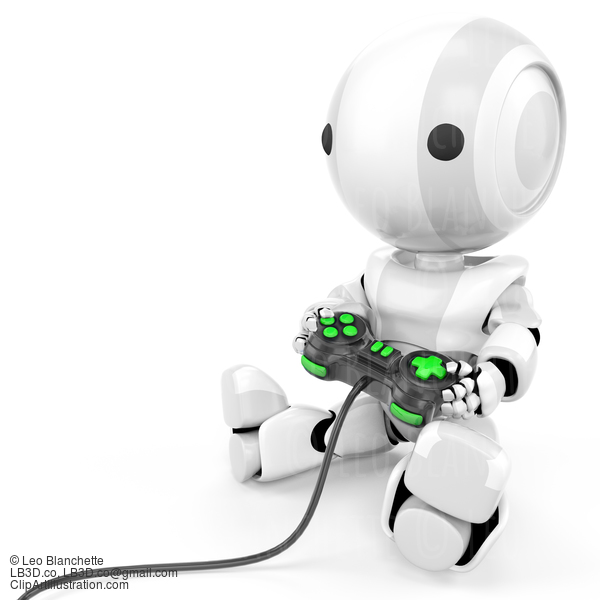 Robot Holding Video Game Controller #23496