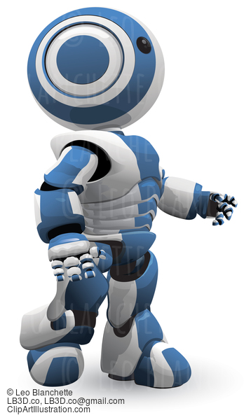 Blue White Robot Walking Vector Derivative #23514