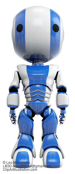 Blue Robot Standing Straight Front View #23515