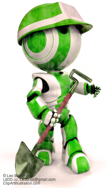 Green Robot Environmental Worker With Hard Hat #23522