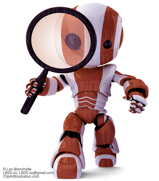 Glossy Robot With Magnifying Glass #23529