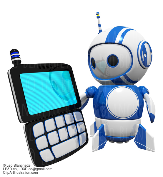 3D Cute Blue Robot With Pda #23310