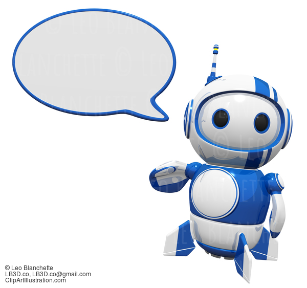 3D Cute Blue Robot With Word Bubble #23312