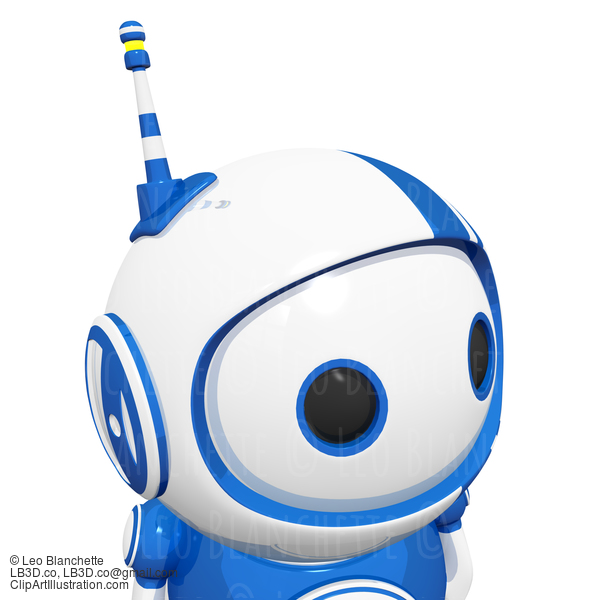 3D Cute Blue Robot Looking Right And Being #23318