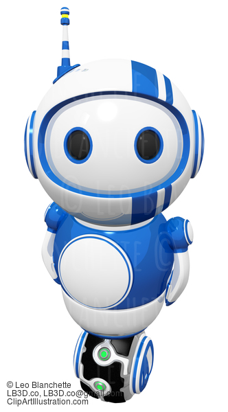 3D Cute Blue Robot With Uniwheel #23322