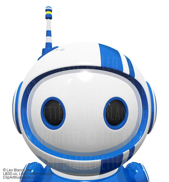 3D Cute Blue Robot Portrait Close Up #23323