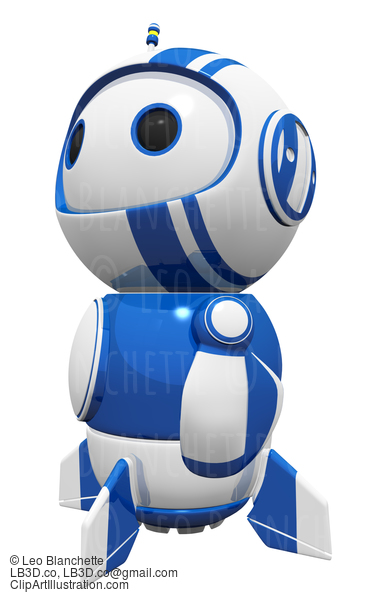 3D Cute Blue Robot Hero Stance Gazing In Wonder #23326