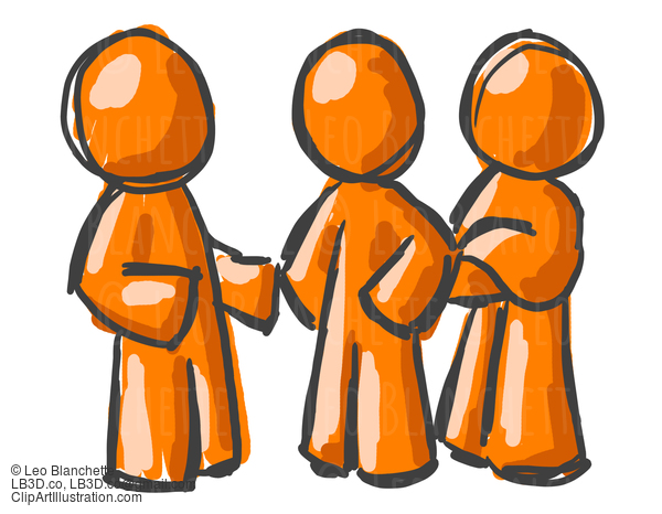 3 Orange People Conversing #23538