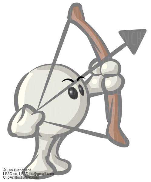 Clipart Illustration Of A White Konkee Character Shooting Arrows With A Bow #23540