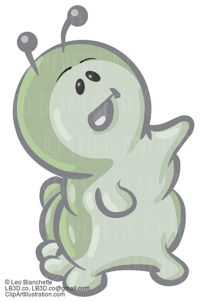 Clipart Illustration Of A Cute Green Caterpillar Character Shouting And Pointing #23544