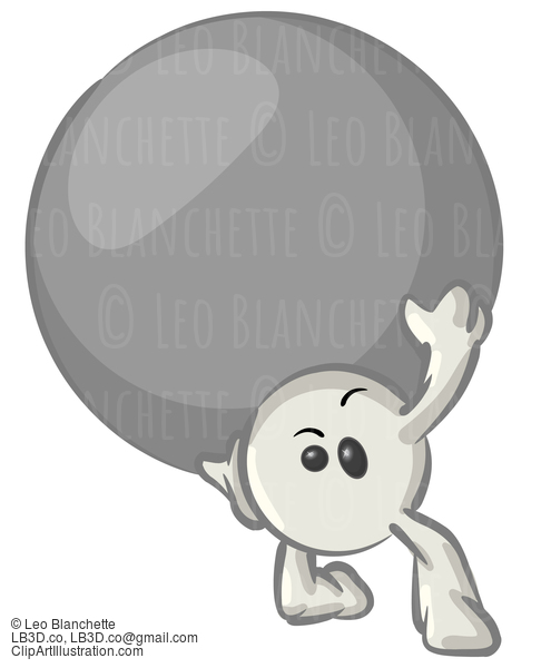 Clipart Illustration Of A White Konkee Character Carrying A Large Ball #23547