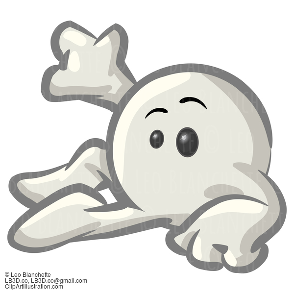 Clipart Illustration Of A White Konkee Character Lying On His Side And Waving #23549