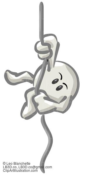 Clipart Illustration Of A White Konkee Character Climbing Up Or Down A Rope #23552