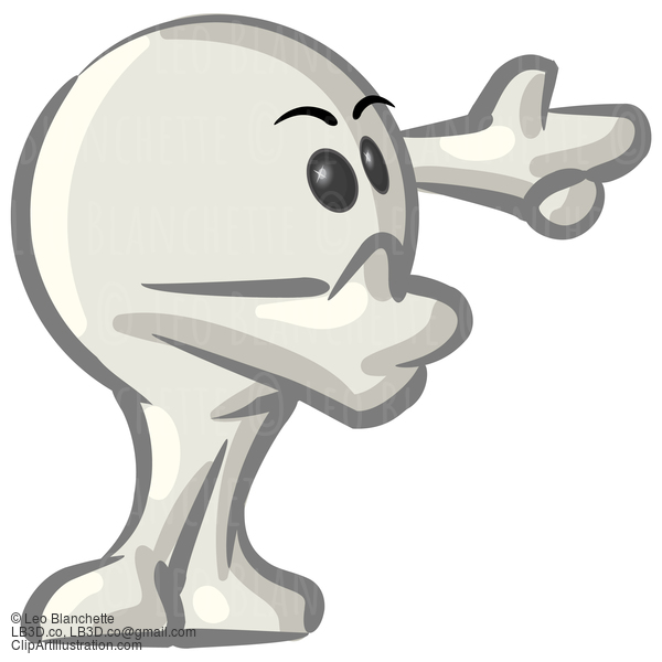 Clipart Illustration Of A White Konkee Character Holing His Arms Out And Pointing #23553