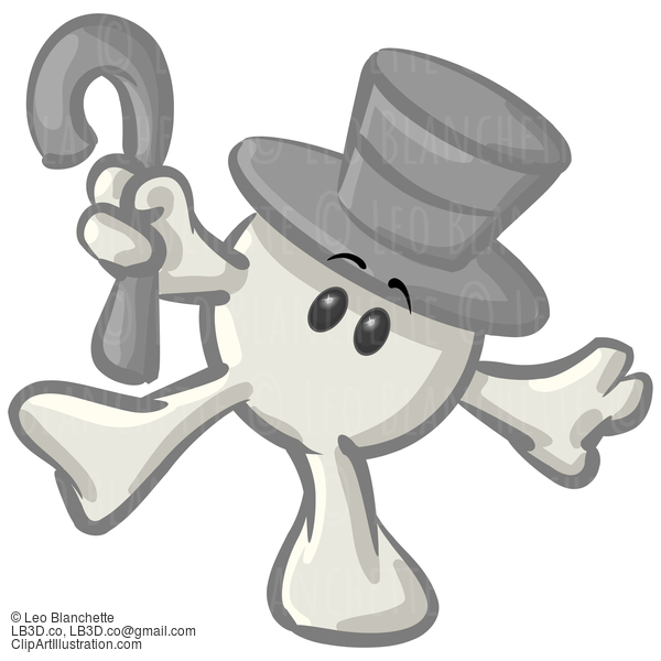 Clipart Illustration Of A White Konkee Character In A Top Hat, Dancing With A Cane #23558