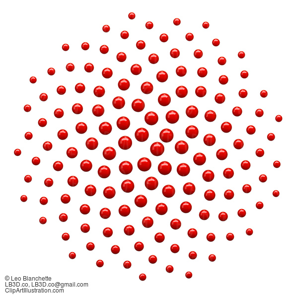 Clipart 3D Red Spiral Fibonacci Mathematics Dot Pattern - Royalty Free Vector Illustration #23643