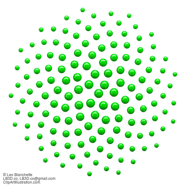 Clipart 3D Green Spiral Fibonacci Mathematics Dot Pattern - Royalty Free Vector Illustration #23645