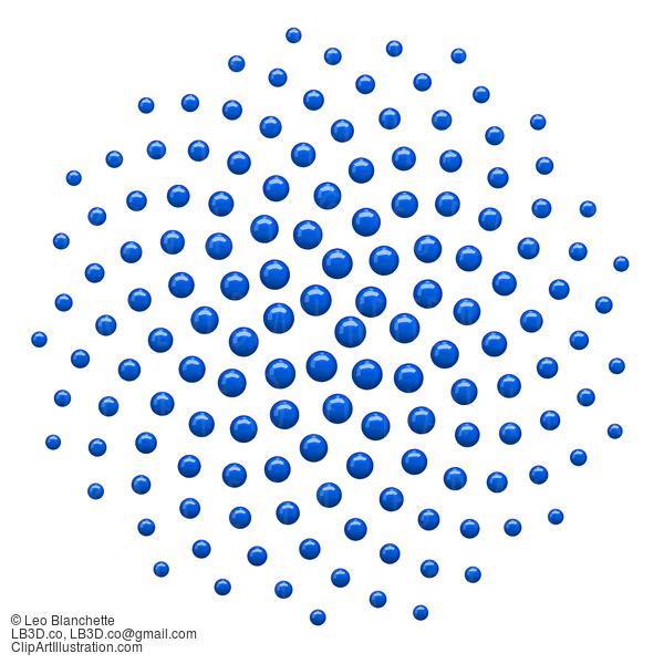 Clipart 3D Blue Spiral Fibonacci Mathematics Dot Pattern - Royalty Free Vector Illustration #23662