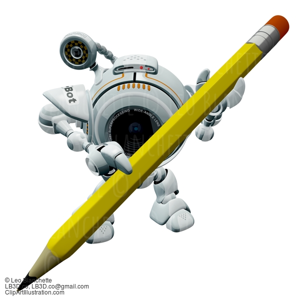 Robot Web Cam Holding Pencil #23593