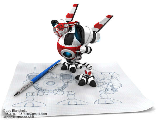 Designer Robot With Mechanical Pencil Drawing Upgrade Plans #23561