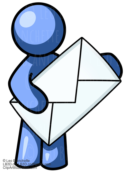 Blue Man Holding Envelope #23857