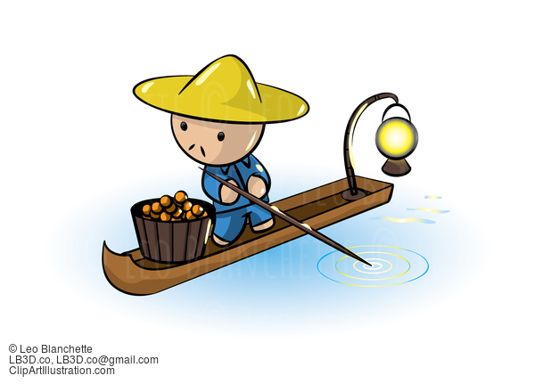 Asian Man In Boat #23710